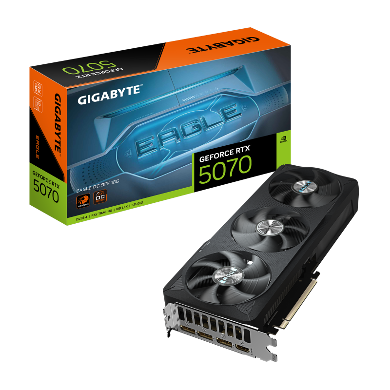 Placa Video GIGABYTE GEFORCE RTX 5070 EAGLE OC SFF 12GB GDDR7 192 bit, PCIE 5.0, 3x DP 1x HDMI (GV-N5070EAGLE OC-12GD)