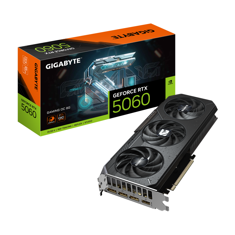 Placa Video GIGABYTE GEFORCE RTX 5060 GAMING OC 8GB GDDR7 128 bit, PCIE 5.0, 3x DP 1x HDMI (GV-N5060GAMING OC-8GD)