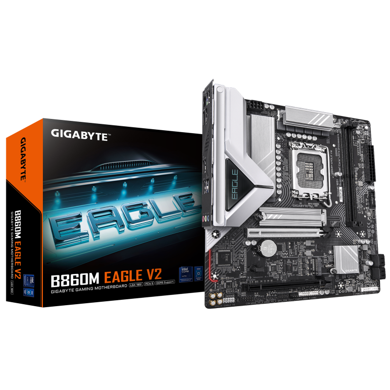 Placa de Baza GIGABYTE B860M EAGLE V2 LGA1851, 2x DDR5, 1x HDMI 1x DP, 1x PCIE 5.0 x16 1x PCIE 4.0 x16, 2x M.2, 4x SATA 6GB/s, mATX (B860M EAGLE V2)