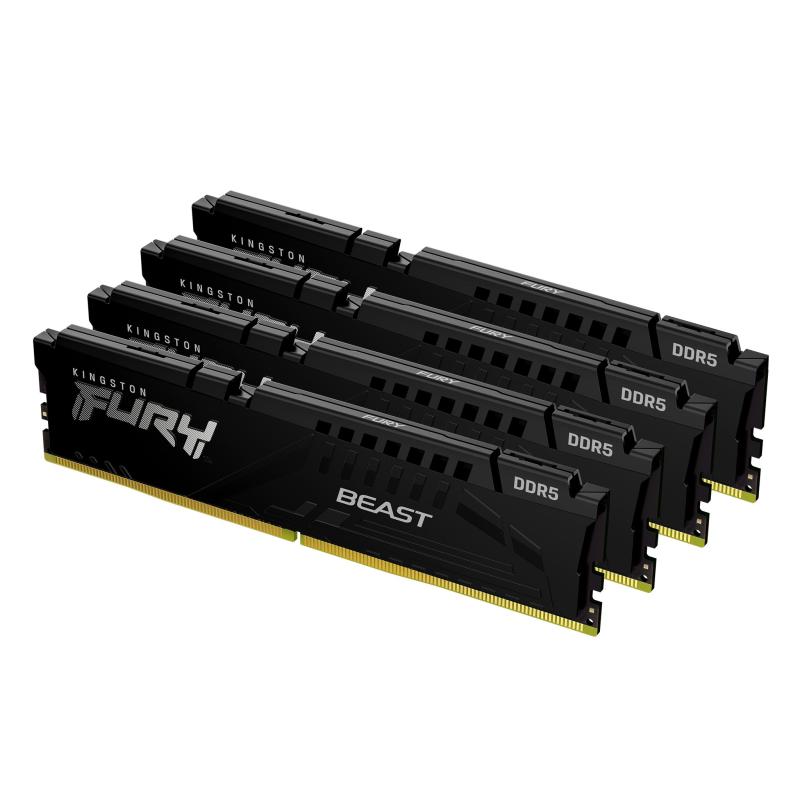 Memorie RAM Kingston DDR5 128GB 5200Mhz CL40 1.25V Quad Channel Kit Fury Beast Black XMP (KF552C40BBK4-128)