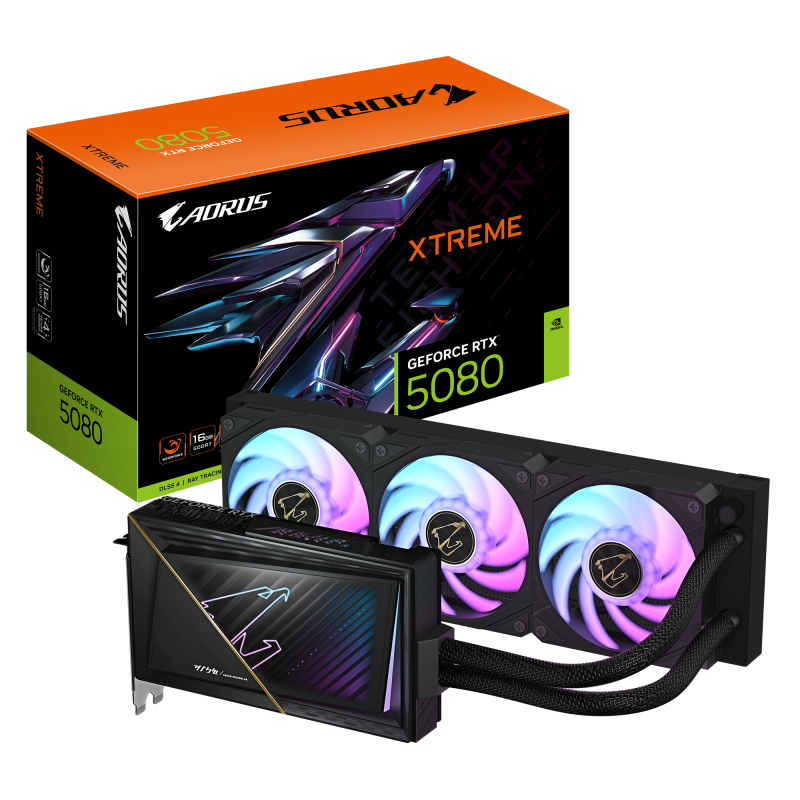 Placa Video GIGABYTE AORUS GEFORCE RTX 5080 XTREME WATERFORCE 16GB GDDR7 256 bit, 3x DP 1x HDMI (GV-N5080AORUSX W-16GD)