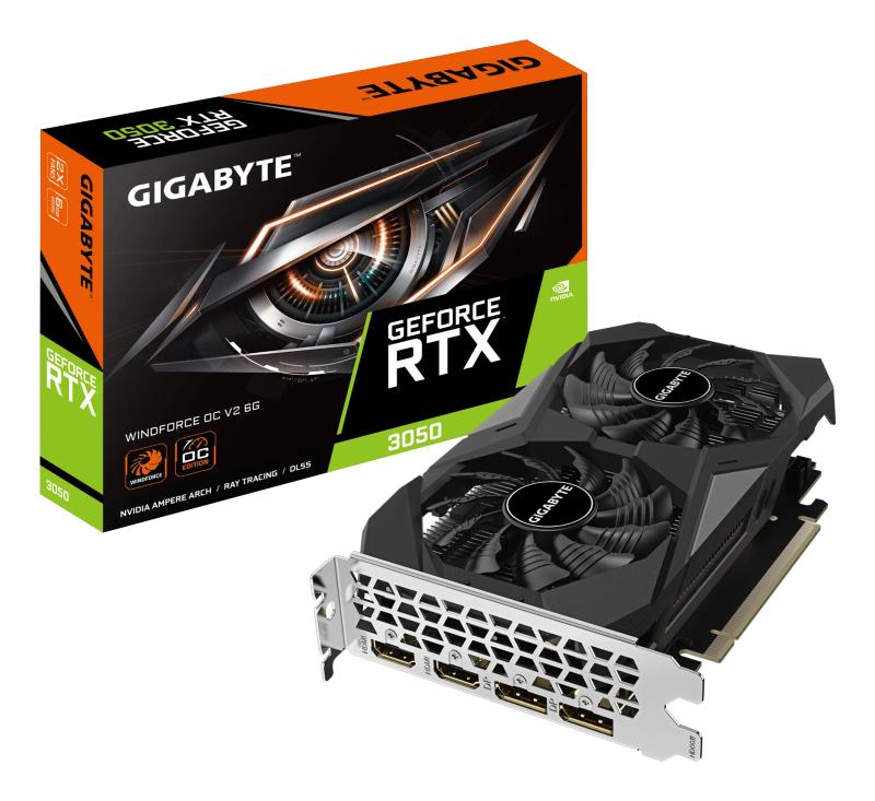 Placa Video GIGABYTE GEFORCE RTX 3050 WINDFORCE OC V2 6GB GDDR6 96 bit, PCIE 4.0, 2x DP 2x HDMI (GV-N3050WF2OCV2-6GD)