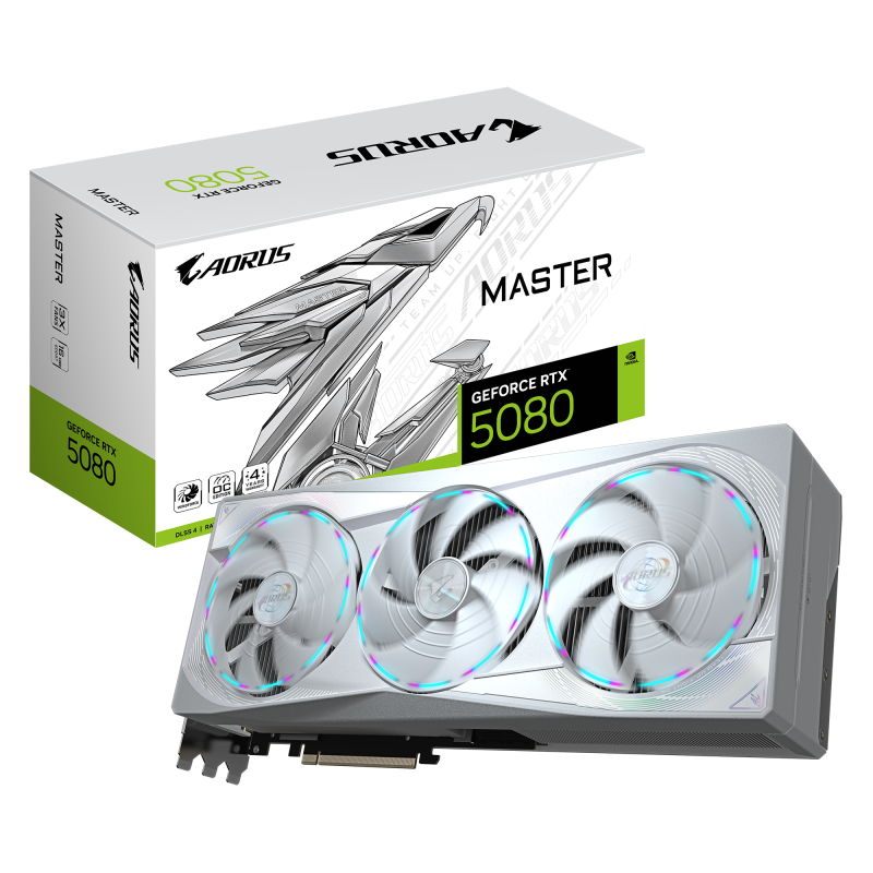 Placa Video GIGABYTE AORUS GEFORCE RTX 5080 MASTER ICE 16GB GDDR7 256 bit, PCIE 5.0, 3x DP 1x HDMI (GV-N5080AORUSM ICE-16GD)
