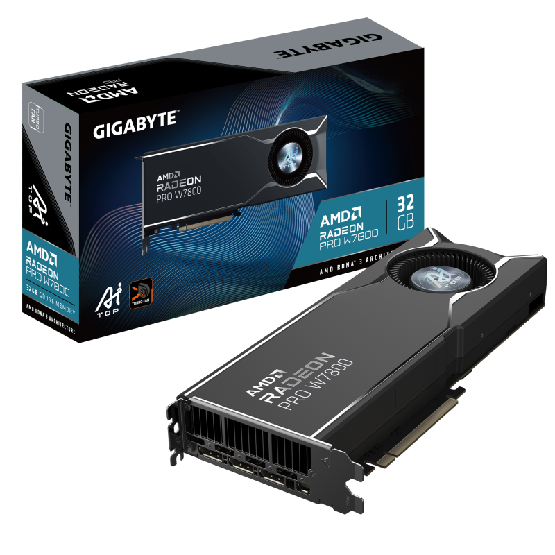 Placa Video GIGABYTE RADEON PRO W7800 AI TOP 32GB GDDR6 256 bit, PCIE 4.0, 3x DP 1x mini DP (W7800 AI TOP 32G)
