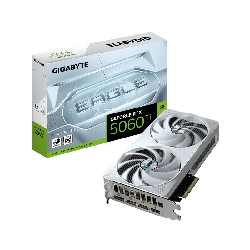 Placa Video GIGABYTE GEFORCE RTX 5060 TI EAGLE OC ICE 8GB GDDR7 128 bit, PCIE 5.0, 1x HDMI 3x DP (GV-N506TEAGLEOC ICE-8GD)