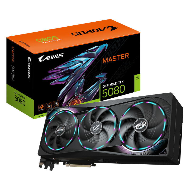 Placa Video GIGABYTE AORUS GEFORCE RTX 5080 MASTER 16GB GDDR7 256 bit, 3x DP 1x HDMI (GV-N5080AORUS M-16GD)