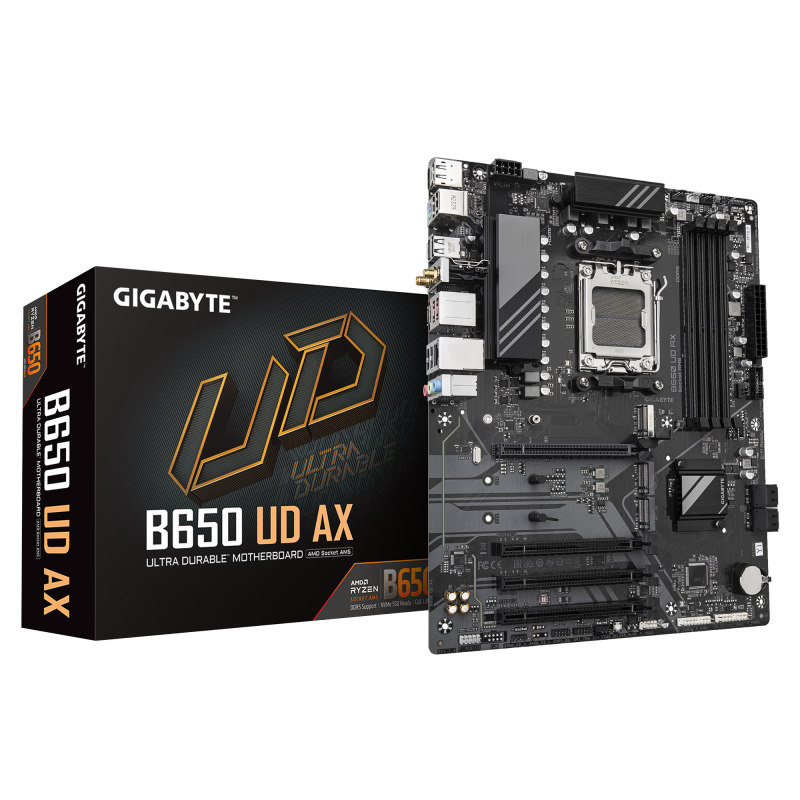 Placa de Baza GIGABYTE B650 UD AX AM5, 4x DDR5, 1x DP 1x HDMI, 1x PCIE 4.0 x16 2x PCIE 3.0 x16 1x PCIE 3.0 x1, 3x M.2, 4x SATA 6GB/s, ATX (B650 UD AX)
