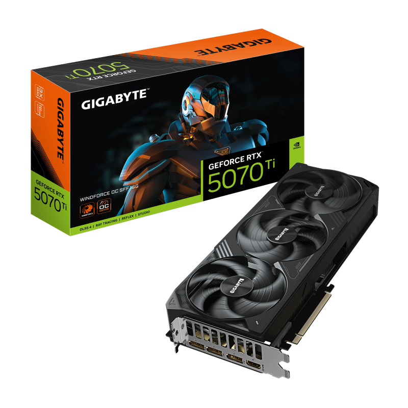 Placa Video GIGABYTE GEFORCE RTX 5070 TI WINDFORCE OC SFF 16GB GDDR7 256 bit, PCIE 5.0, 3x DP 1x HDMI (GV-N507TWF3OC-16GD)