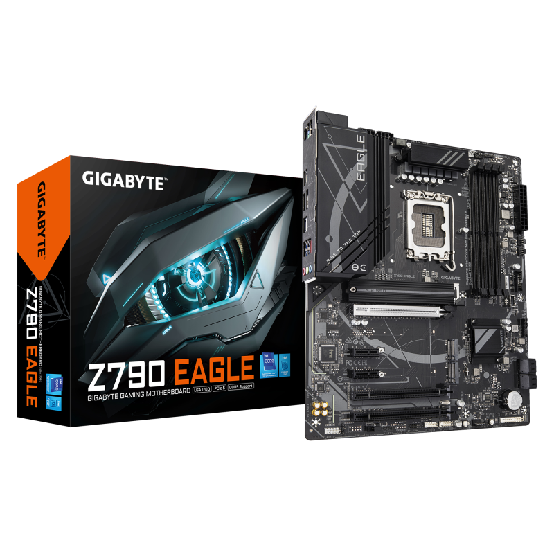 Placa de Baza GIGABYTE Z790 EAGLE LGA1700, 4x DDR5, 1x HDMI 1x DP, 1x PCIE 5.0 x16 1x PCIE 4.0 x16 1x PCIE 3.0 x16 2x PCIE 3.0 x1, 3x M.2, 4x SATA 6GB/s, ATX (Z790 EAGLE)