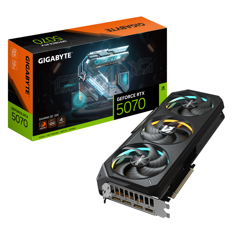 Placa Video GIGABYTE GEFORCE RTX 5070 GAMING OC 12GB GDDR7 192 bit, PCIE 5.0, 3x DP 1x HDMI (GV-N5070GAMING OC-12GD)