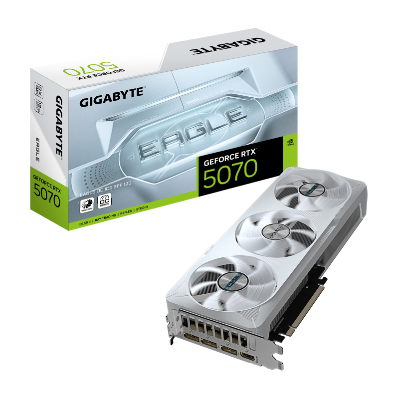Placa Video GIGABYTE GEFORCE RTX 5070 EAGLE OC ICE SFF 12GB 192 bit, PCIE 5.0, 3x DP 1x HDMI (GV-N5070EAGLEOC ICE-12GD)