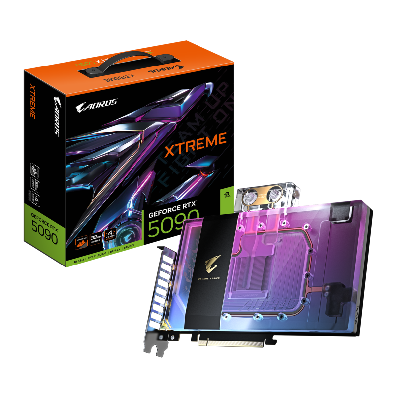 Placa Video GIGABYTE AORUS GEFORCE RTX 5090 XTREME WATERFORCE WB 32GB GDDR7 512bit, PCIE 5.0, 3x DP 1x HDMI (GV-N5090AORUSX WB-32GD)