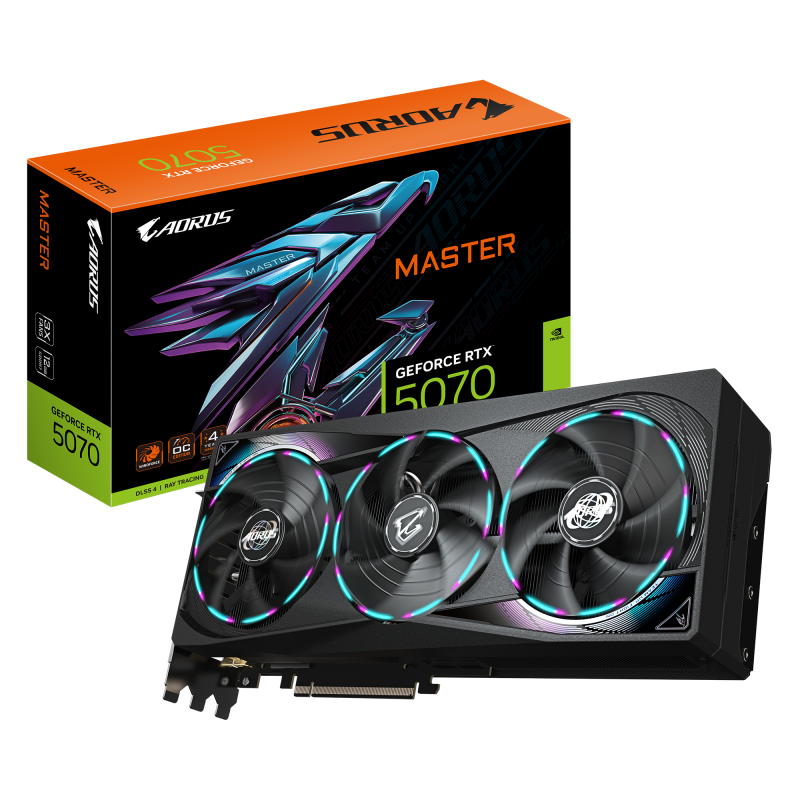 Placa Video GIGABYTE AORUS GEFORCE RTX 5070 MASTER 12GB GDDR7 192 bit, PCIE 5.0, 3x DP 1x HDMI (GV-N5070AORUS M-12GD)