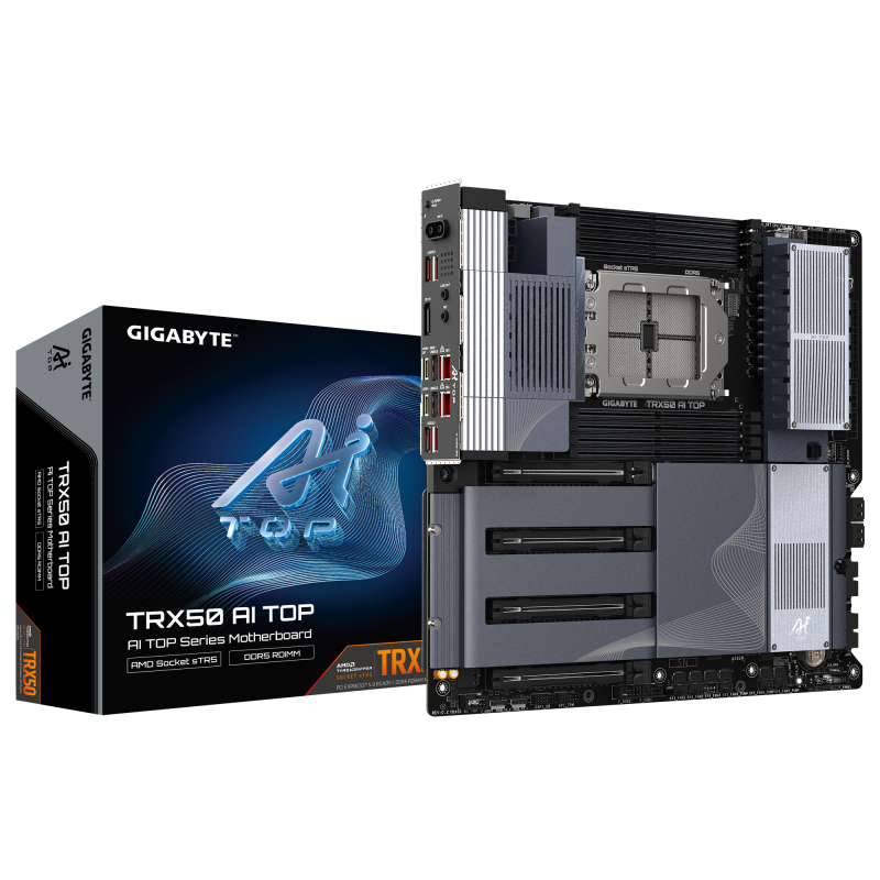 Placa de Baza GIGABYTE TRX50 AI TOP sTR5, 8x DDR5, 3x PCIE 5.0 x16 1x PCIE 4.0 x16, 4x M.2, 4x SATA 6GB/s, E-ATX (TRX50 AI TOP)