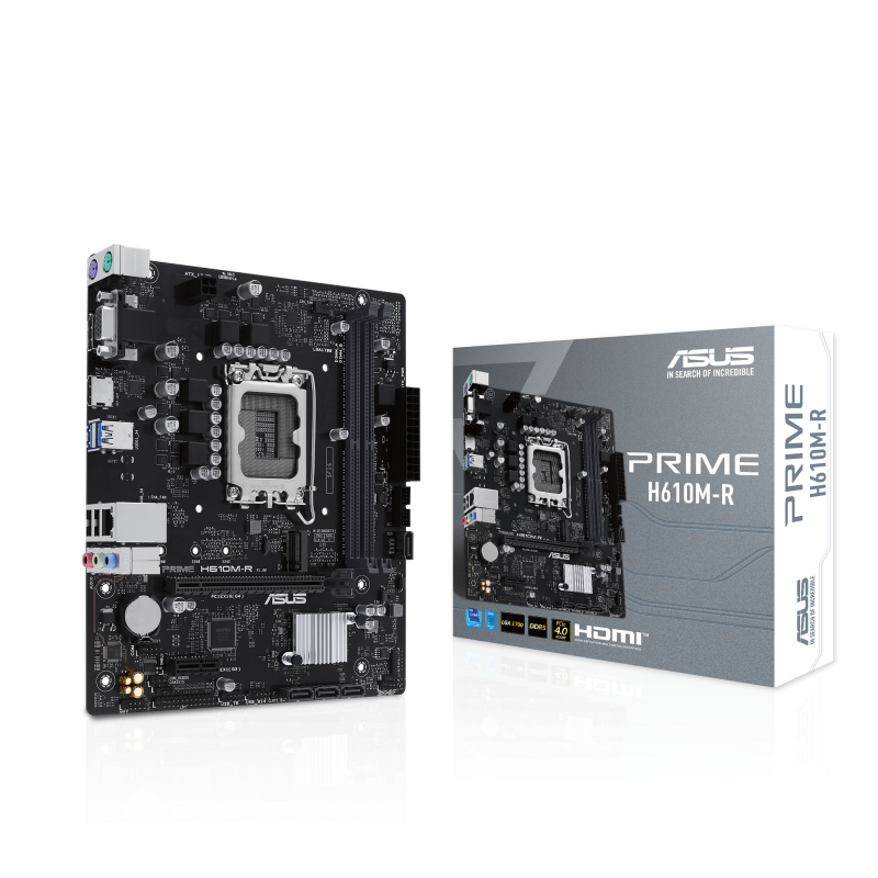 Placa de Baza ASUS PRIME H610M-R LGA1700, 2x DDR5, 1x DP 1x VGA 1x HDMI, 1x PCIE 4.0 x16 1x PCIE 3.0 x1, 1x M.2, 4x SATA 6GB/s, mATX (PRIME H610M-R-SI)