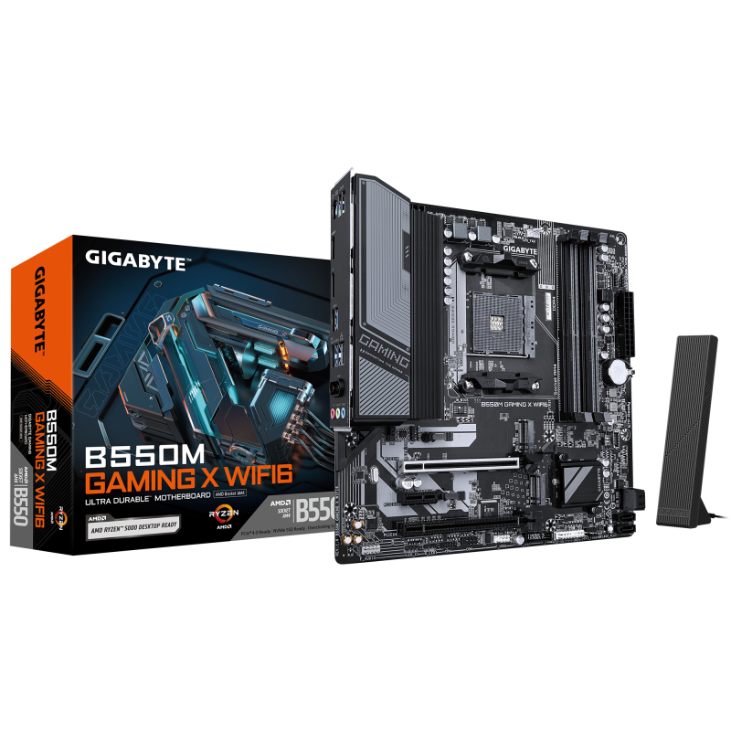 Placa de Baza GIGABYTE B550M GAMING X WIFI6 AM4, 4x DDR4, 1x DP 1x HDMI, 1x PCIE 4.0 x16 1x PCIE 3.0 x16 1x PCIE 3.0 x1, 2x M.2, 4x SATA 6GB/s, mATX (B550M GAMING X WIFI6)