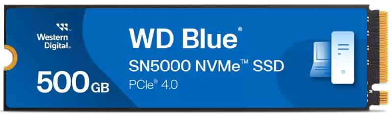 Western Digital Blue SN5000. SSD capacity: 500 GB, SSD form factor: M.2, Read speed: 5000 MB/s, Write speed: 4000 MB/s, Data transfer rate: 5.5 Gbit/s, Component for: PC/Laptop (WDS500G4B0E-00CNZ0)