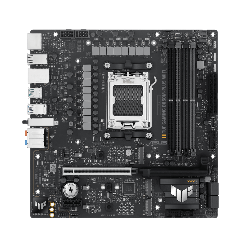 Placa de Baza ASUS TUF GAMING B850M-PLUS WIFI AM5, 4x DDR5, 1xDP 1x HDMI, 1x PCIE 5.0 x16 1x PCIE 4.0x16 1x PCIE 4.0 x1, 3x M.2, 4x SATA 6GB/s, mATX (TUF GAMING B850M-PLUS WIFI)