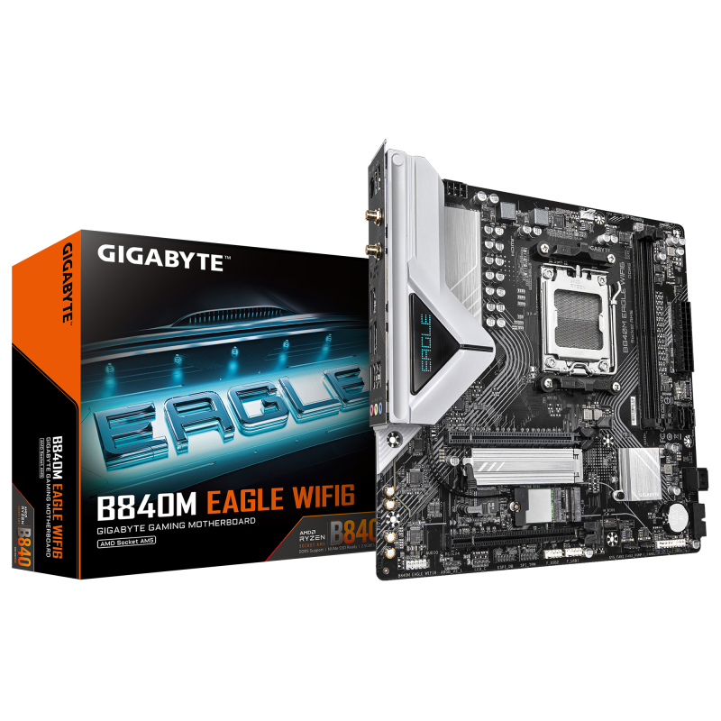 Placa de Baza GIGABYTE B840M EAGLE WIFI6 AM5, 2x DDR5, 1x DP 1x HDMI, 1x PCIE 4.0 x16 1x PCIE 3.0 x16, 2x M.2, 4x SATA 6GB/s, mATX (B840M EAGLE WIFI6)