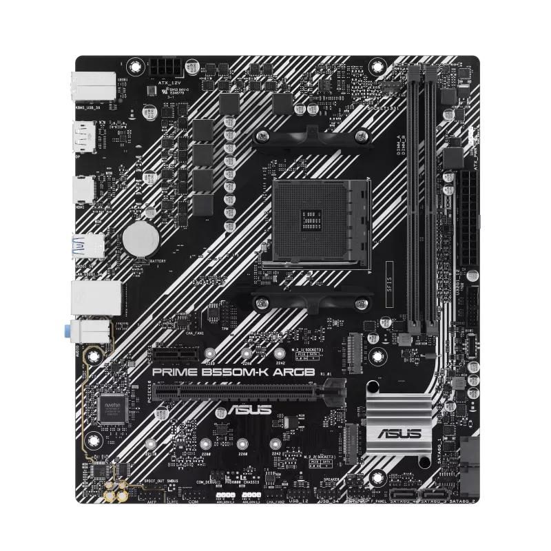 Placa de Baza ASUS PRIME B550M-K ARGB AM4, 2x DDR4, 1x DP 1x HDMI, 1x PCIE 4.0 x16 1x PCIE 3.0 x16 1x PCIE 3.0 x1, 2x M.2 4x SATA 6GB/s, mATX (PRIME B550M-K ARGB)
