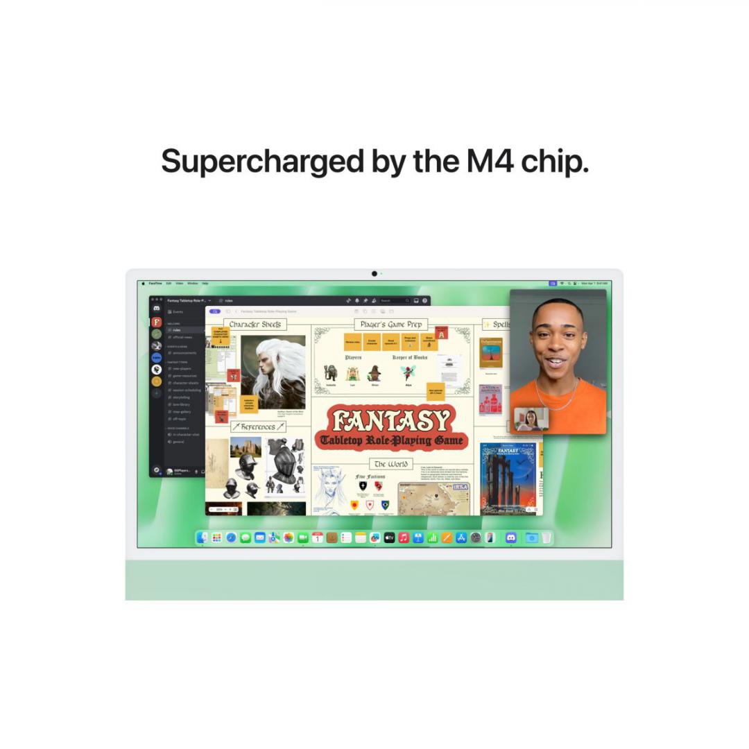Apple iMAC 24" Retina 4.5k/ Apple M4 (CPU 10-core, GPU 10-core, Neural Engine 16-core)/16GB/256GB - Green - INT KB (2024) (MWUY3RO/A)