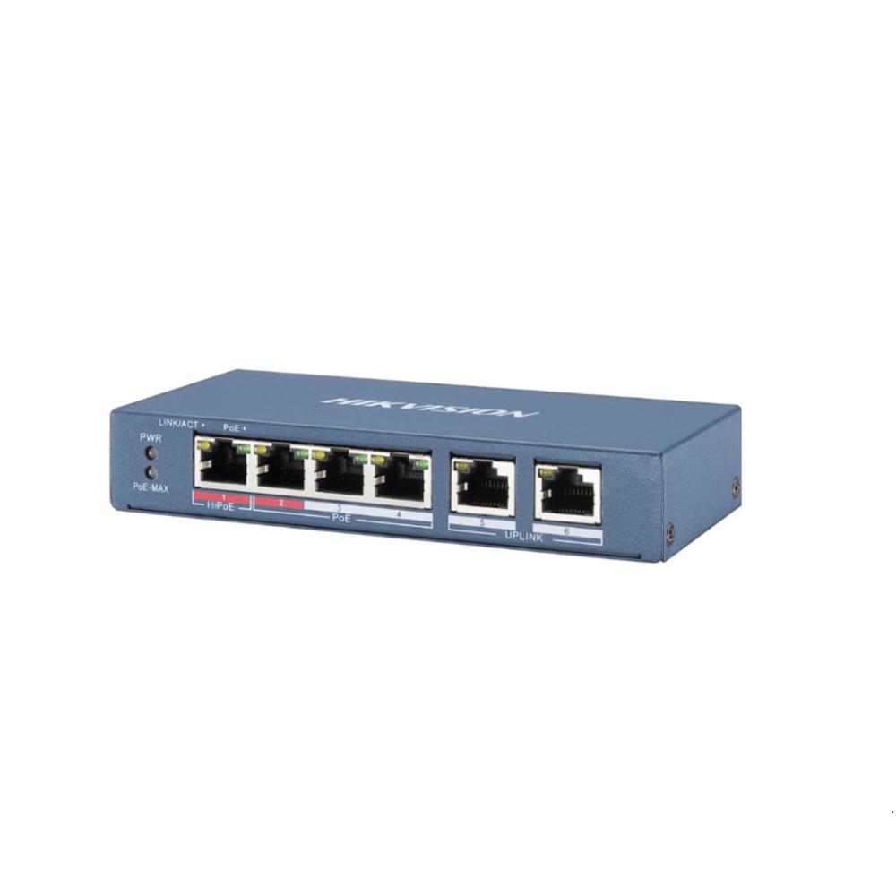 Switch Hikvision DS-3E0106HP-E, 4-port, HiPoE (DS-3E0106HP-E)