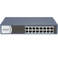 Switch Hikvision DS-3E0116R-O: 16 × 10/100 Mbps RJ45 Port,  tensiune alimentare 220 VAC, 50/60 Hz, dimensiuni: 257..0 mm × 44.5 mm × 175.8 mm, greutate: 1.1kg, montare pe birou, in rack sau pe perete. (DS-3E0116R-O)