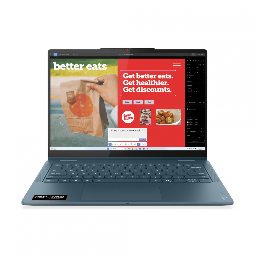 Laptop Lenovo Yoga 7 2-in-1 14AKP10, 14" 2.8K WQXGA+ (2880x1800) OLED 1100nits (peak) / 500nits (typical) Glossy / Anti-fingerprint, 100% DCI-P3, 120Hz, Dolby Vision®, TÜV Low Blue Light, DisplayHDR™ True Black 1000, Glass, Touch, AMD Ryzen™ AI 7 350 (8C / 16T, 2.0 / 5.0GHz, 8MB L2 / 16MB L3), video (83JR008ERM)