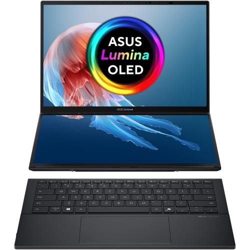 Laptop Asus Zenbook Duo, UX8406CA-PZ166X, 14.0-inch, 3K (2880 x1800)OLED 16:10 aspect ratio, Intel® Core™ Ultra 9 Processor 285H (24MCache,up to 5.40 GHz), 32GB LPDDR5X on board, 1TB M.2 NVMe™ PCIe® 4.0SSD,120Hz refresh rate, 400nits, Glossy display, 1080p FHD camera,Wi-Fi7(802.11be) (Tri-band)2*2 + (UX8406CA-PZ166X)