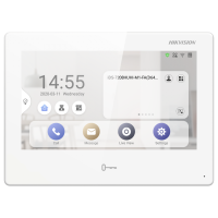 Post interior videointerfon 7 inchi cu Android Hikvision DS-KH9310-WTE1 (B)WIFI, management pentru toate sistemele Hikvision conectate prin Hik Connect, apelare video si deschidere usa din aplicatia mobila, ecran TFT 7 inch color, rezolutie 1024 × 600,  audio bidirectional (microfon si difuzor (DS-KH9310-WTE1(B))