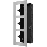 Panou frontal pentru 3 module videointerfon modular Hikvision DS-KD- ACF3/S; permite conectarea a 3 module de videointerfon modular; montare incastrata; material otel inoxidabil, doza de plastic inclusa; dimensiuni:337.8mm x 124mm x 4mm; (DS-KD-ACF3/S)