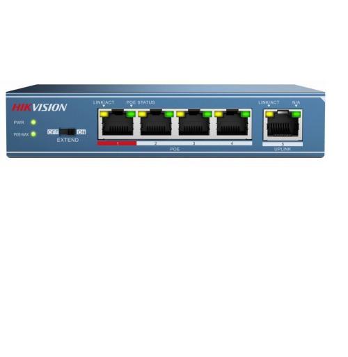 Switch Hikvision DS-3E0105P-E(B), 4-port, PoE (DS-3E0105P-E(B))