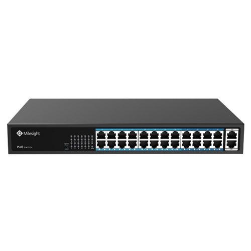 MILESIGHT TECHNOLOGY POE Switch Milesight 24 Porturi POE MS-S0224-GL, Porturi: 24X10/100MbpsPoEports(RJ45)+2X1000Mbps uplink ports, Alimentare: Built- in switching power supply AC 100~240 V, 50-60 Hz, 5A; Standard POE: IEEE802.3af/at; Buget POE: max. 400W, max 30W per port, Temperatura de functionare:-20℃~55℃; IP30 (MS-S0224-GL)