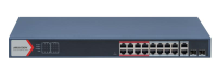 Switch 16 porturi POE Hikvision DS-3E1318P-EI(B), L2, Smart Managed, 16 × 100 Mbps PoE RJ45 ports si 2 × porturi gigabit, Putere PoE 230W, maxim 30W per port, Extend mode - pana la 300 metri,  Switching capacity 7.2 Gbps, Visualized Topology Management, Network Health Monitor, Real-Time Alarm Push (DS-3E1318P-EI(B))