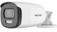 Camera supraveghere Hikvision Turbo HD DS-2CE12HFT-F28(2.8mm); 5MP, ColorVu - imagini color pe timp de noapte, senzor: 5 MP CMOS, rezolutie: 2560 (H) × 1944 (V) 5MP@20fps, iluminare: 0.0005 Lux @ (F1.0, AGC ON), 0 Lux cu lumina alba, lentila fixa: 2.8mm, distanta iluminare 40 metri cu ajutorul (DS-2CE12HFT-F28)