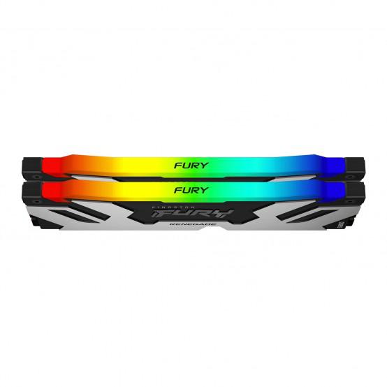 Memorie RAM Kingston DDR5 32GB 8000Mhz CL38 1.45V Dual Channel Kit Fury Renegade Silver/Black RGB XMP (KF580C38RSAK2-32)