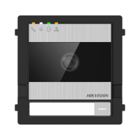Post exterior videointerfon modular 2 fire Hikvision DS-KD7003EY-IME2, fara carcasa, camera 2MP, 1 buton, microfon si difuzor incorporate, 2000 de utilizatori, RS-485, IK08 & IP65, alimentare: 48V (din distributor DS-KAD7060EY) sau 12VDC, dimensiuni: 99.5 mm × 98.5 mm × 35 mm, greutate: 426g (DS-KD7003EY-IME2)