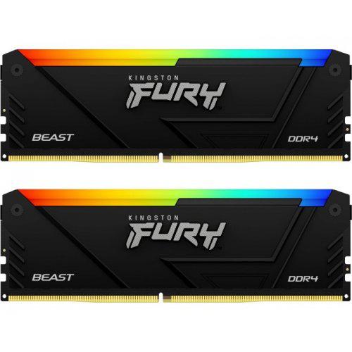 Memorie RAM Kingston DDR4 16GB 3600MHz CL17 1.35V Dual Channel Kit Fury Beast RGB Black XMP (KF436C17BB2AK2/16)