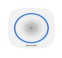 Sirena interior wireless AX PRO Hikvision DS-PS1-II-WE Buzzer Decibel: 90 to 110 dB,  fire alarm, panic alarm, and intrusion alarm, Operation temperature –10°C to 55°C,Four CR123 batteries, Support 12 VDC Power Supply, Power interface 12 VDC,  CAM-X Wireless Technology ,Dimension:130 × 128 × 39.5 (DS-PS1-II-WE)