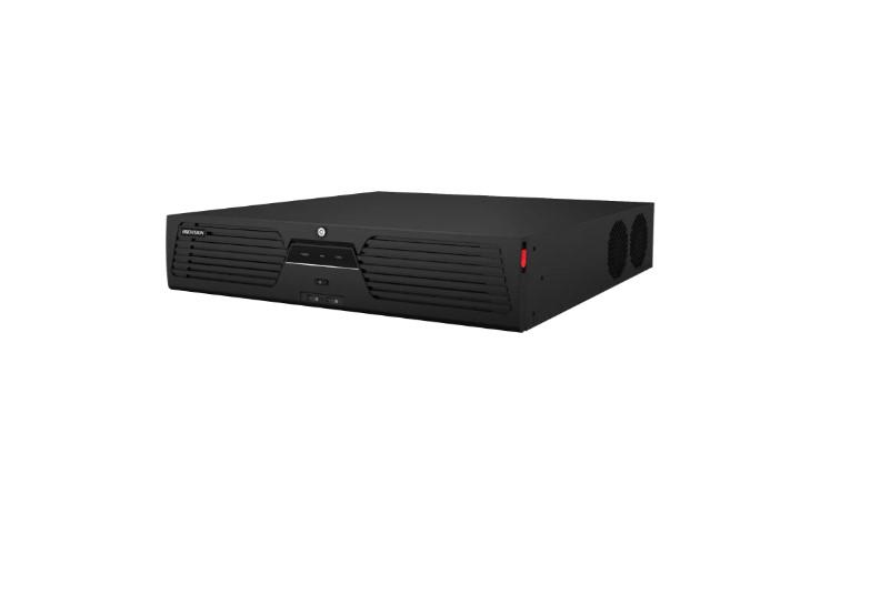 Hikvision 4K NVR DS-9664NI-M8 64-ch IP camera inputs,  2-ch@32 MP/2-ch@ 24 MP/4-ch@12 MP/8-ch@8 MP/16-ch@4 MP/32-ch@1080p decoding capacity, 400 Mbps incoming bandwidth and 400 Mbps outgoing bandwidth, 2 HDMI (different source) and 2 VGA (different source) interfaces, 8K or dual 4K video (DS-9664NI-M8)