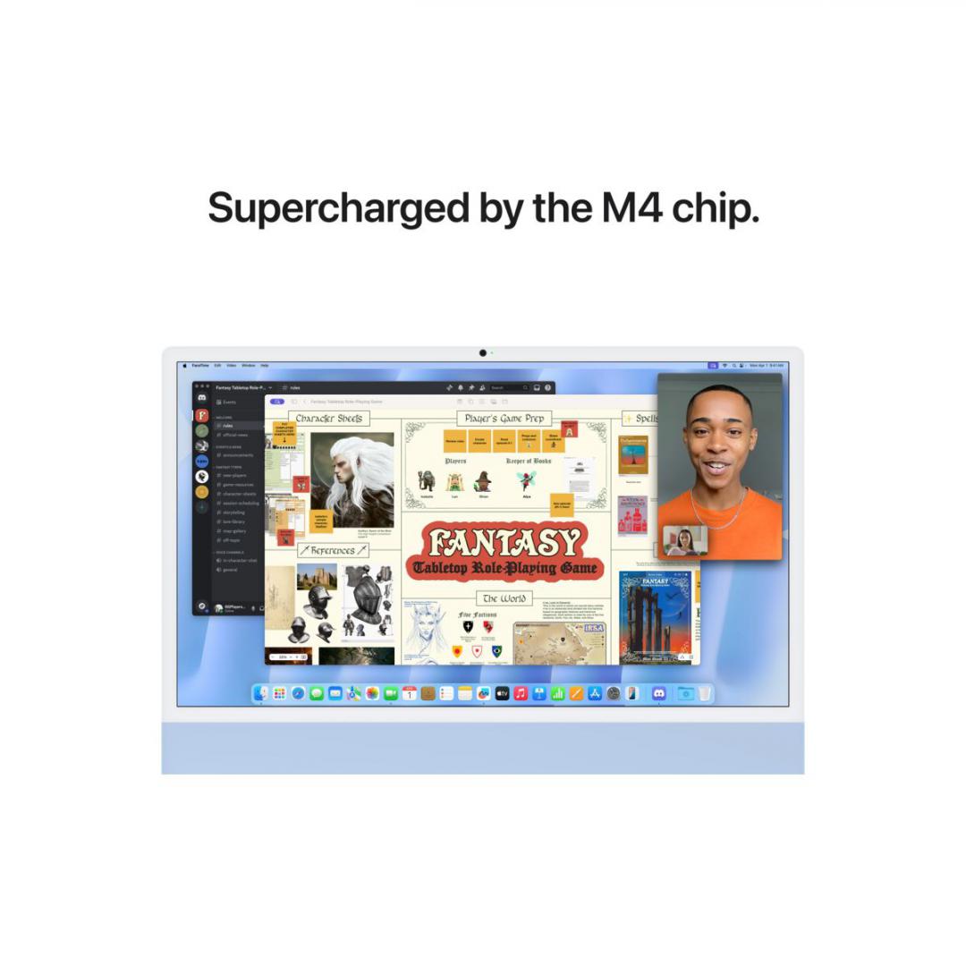 Apple iMAC 24" Retina 4.5k/ Apple M4 (CPU 10-core, GPU 10-core, Neural Engine 16-core)/16GB/256GB - Blue - INT KB (2024) (MWV13RO/A)