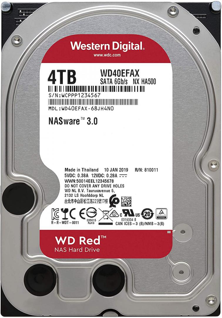 HDD WD Red 4TB SATA-III 5400RPM 256MB (WD40EFAX)