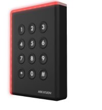 Cititor card cu tastatura Hikvision DS-K1108AMK, citeste carduri Mifare 13.56 MHz, distanta citire: ≤ 50 mm, comunicare: RS-485, Wiegand (W26, W34) si OSDP protocol, indicator LED de stare si alimentare, tamper, buzzer, alimentare 12VDC, IP65, dimensiuni: 123 mm × 88 mm × 21mm (DS-K1108AMK)