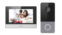 Kit videointercom IP Hikvision DS-KIS603-P(C) Flash 32 MB,memorie RAM 256MB,Indoor station: Supports live view of up to 16 IP cameras,7-inch touch screen, user friendly interface, Plug ＆ Play,Receives video call and unlocks on mobile App anywhere, any time, Hight quality imaging with 2MP resolution (DS-KIS603-P(C))