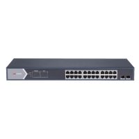 Switch 24 porturi Gigabit Hikvision DS-3E1526P-SI, L2, Smart Managed, 24 × gigabit PoE ports si 2 × gigabit fiber optical ports, Putere PoE 370W, maxim 30W per port,  Extend mode - pana la 300 metri, Switching capacity 52 Gbps, PoE watchdog, network topology management, alarm push, network health (DS-3E1526P-SI)