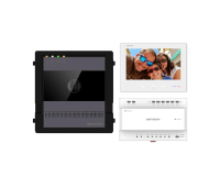 Kit videointercom IP Hikvision DS-KIS704EY/AL; kit-ul contine: 1x DS- KH7300EY-WTE2/WH, 1x DS-KD-ACW1, 1x DS-KD7003EY-IME2/AL, 1x DS- KSD7040EY, 1x 36W DIN RAIL PSU, 1x 32GB TF CARD, caracteristici post exterior: 2MP HD camera, IR, WDR, microfon inclus, difuzor inclus, 1 buton, alimentare: 12 VDC (DS-KIS704EY/AL)