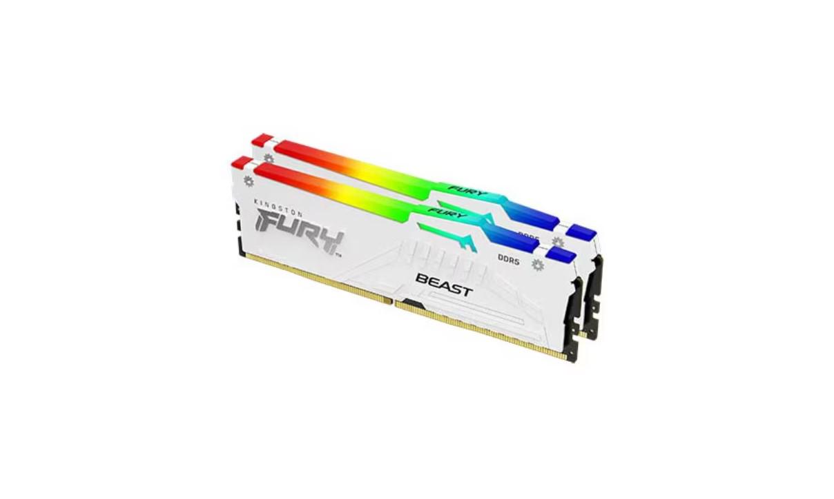 Memorie RAM Kingston DIMM DDR5 32GB 5200MHz CL36 1.35V FURY BeastWhite RGB Kit of 2 (KF552C36BWEAK2-32)