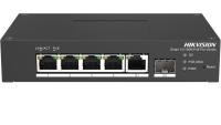 Switch PoE Hikvision DS-3T1306P-SI/HS: 4 × 10/100 Mbps PoE port,1 × Gigabit RJ45 port,1 × Gigabit fiber optical port, PoE: Ports 1 to 4 maxim 30W, buget PoE 60W, tensiune alimentare: 48VDC, 1.36A, dimensiuni: 158.00 mm × 101.20 mm × 31.60 mm, greutate: 1kg, montare pe birou sau sina. (DS-3T1306P-SI/HS)