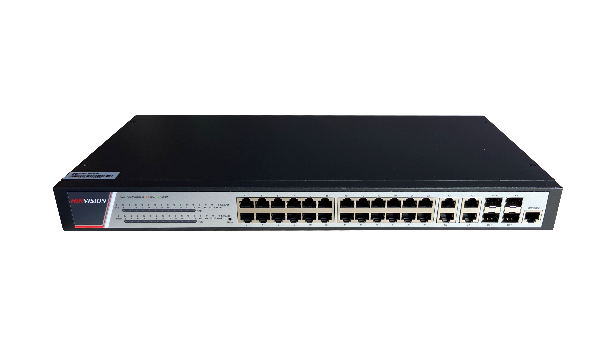 Switch 24 porturi POE Gigabit, Hikvision DS-3E2528P(B)(O-STD), Full Managed, 24  x Gigabit Poe electrical ports si 4 x Gigabit combo ports, SwitchingCapacity 336 Gbps, Packet Forwarding Rate 51 Mpps,putere POE 370 W, maxim 30W per port, Software Function: Device Maintenance, Reliability, WLAN, Port (DS-3E2528P(B))