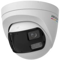 Camera de supraveghere Turret 3K Hikvision DS-2CE72KF3TP-DLS, lentila duala fixa 2.8mm, iluminare min: 0.0005 Lux @ (F1.0, AGC ON), 0 Lux cu lumina alba: 40m, IR: 40m, microfon incorporat, alimentare: 12 VDC ± 25%, max. 8.9 W, protectie: IP67, dimensiuni: Ø130.11 mm × 109.2 mm, greutate: 570g (DS-2CE72KF3TP-DLS)
